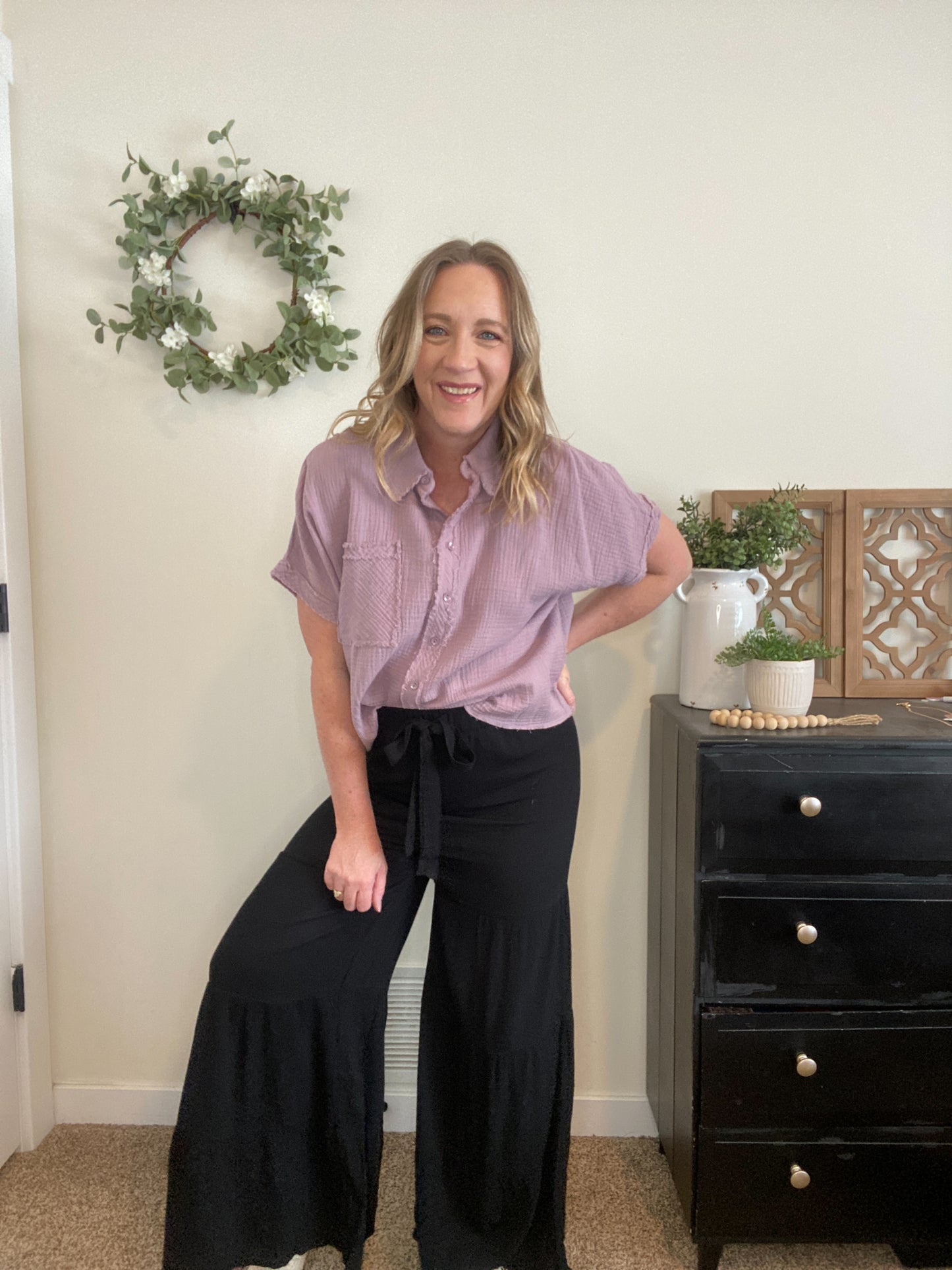 Leah Black Tiered Pants - Final sale