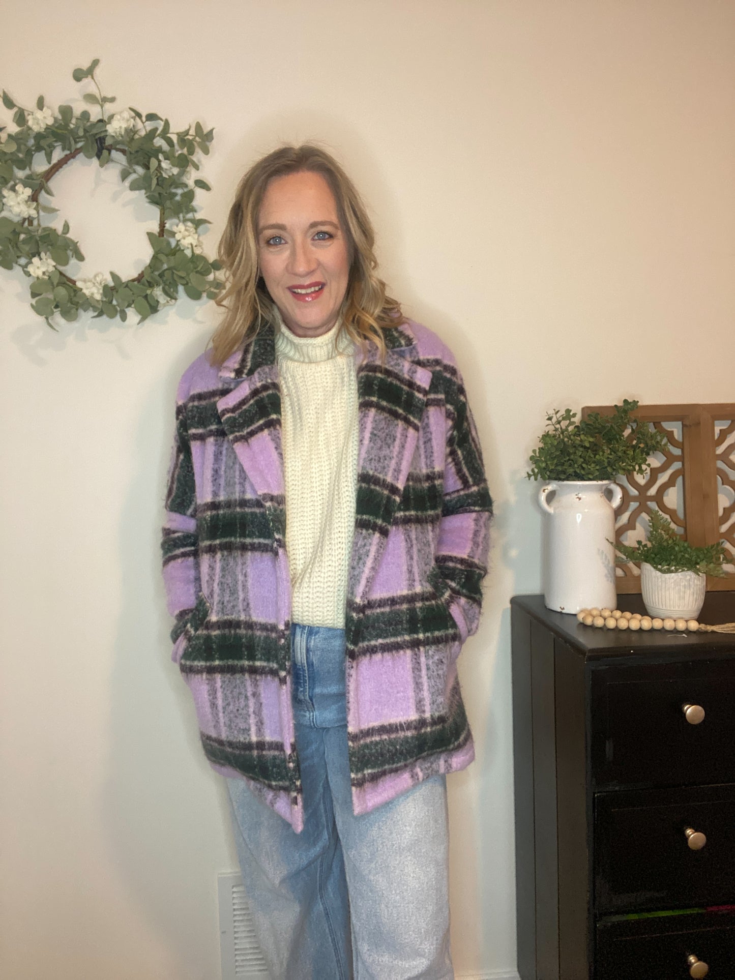 Alex Lavender Plaid Coat - Final Sale