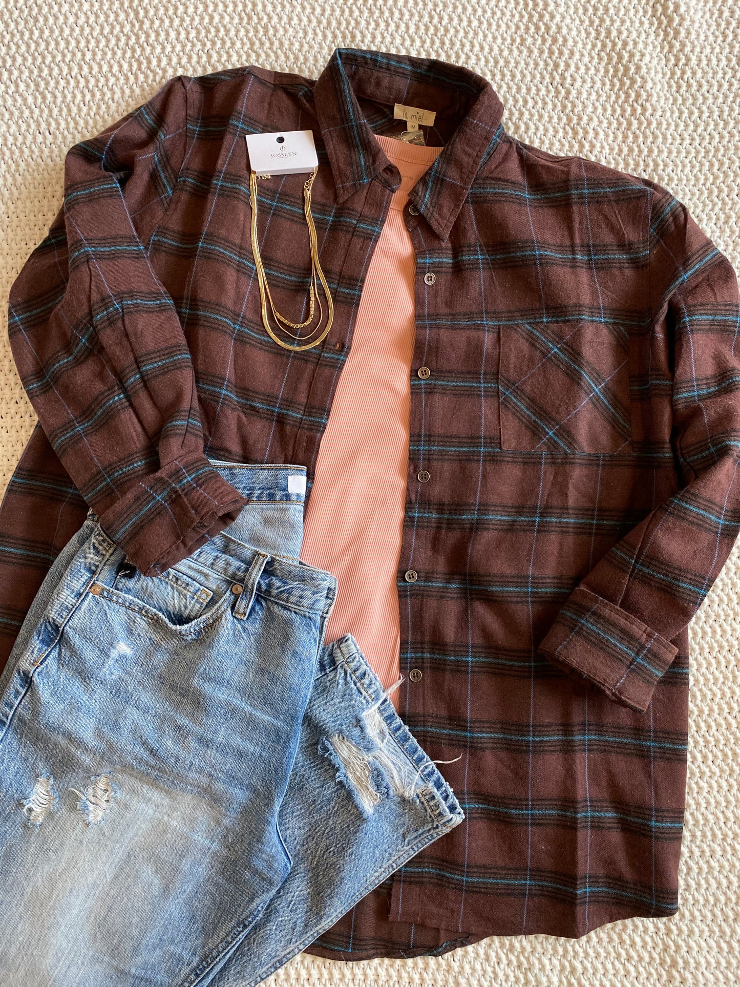 Mikayla Chocolate Plaid Button Down