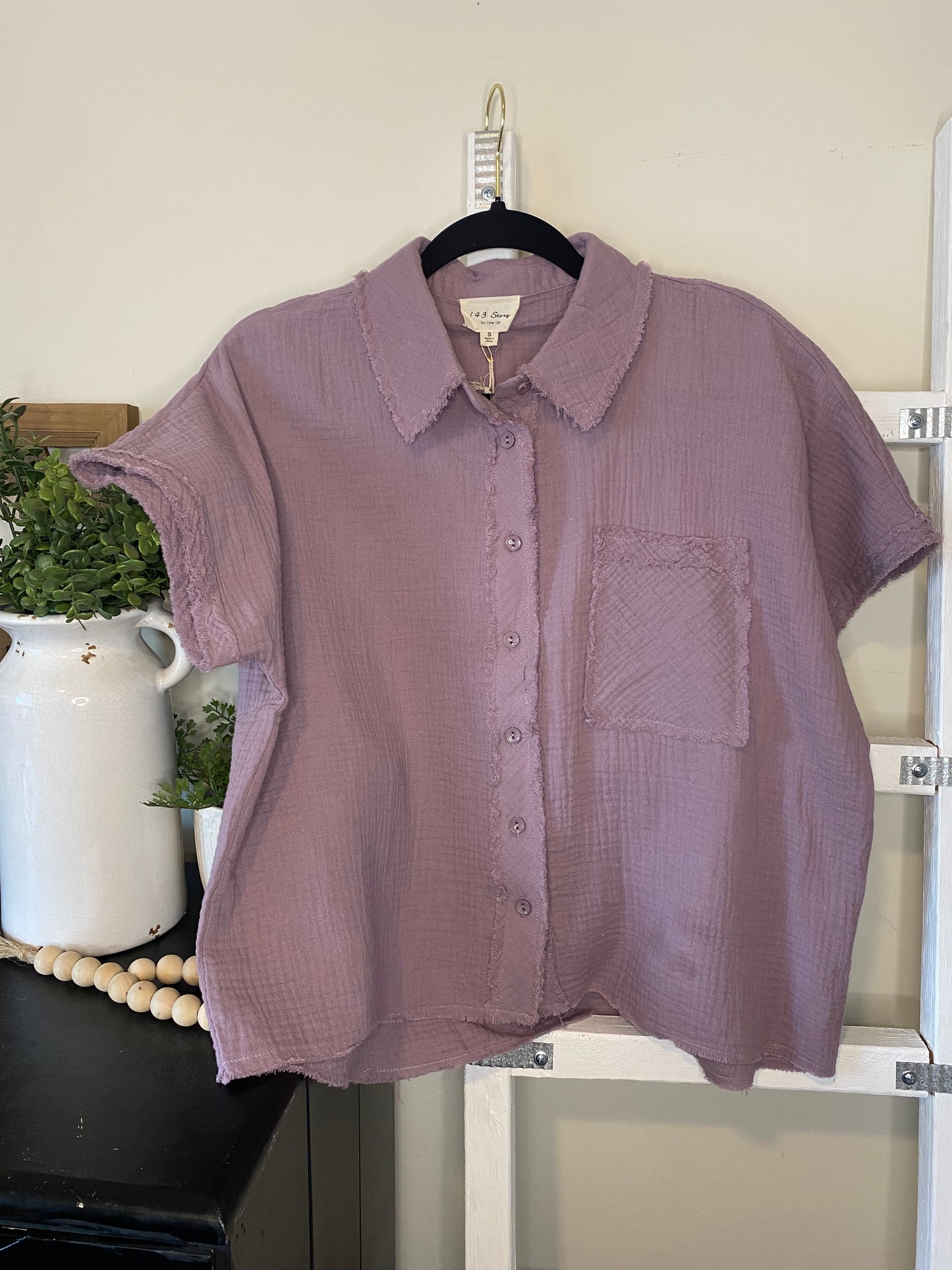 Kallie Frayed Edge Lavender Top