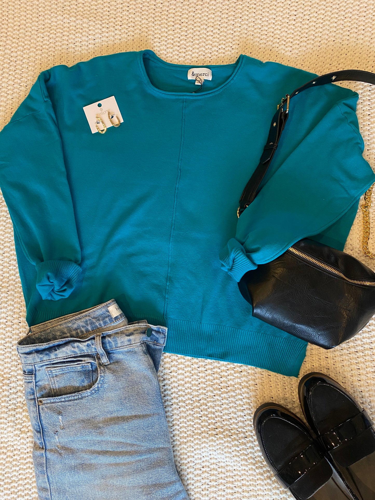 Chelsea Lightweight Sweater in Teal Green