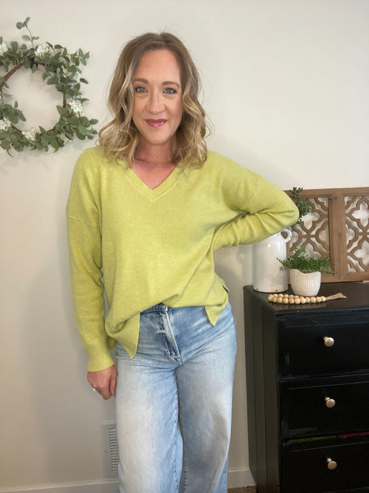 Elise Soft Knit Sweater in Matcha Green