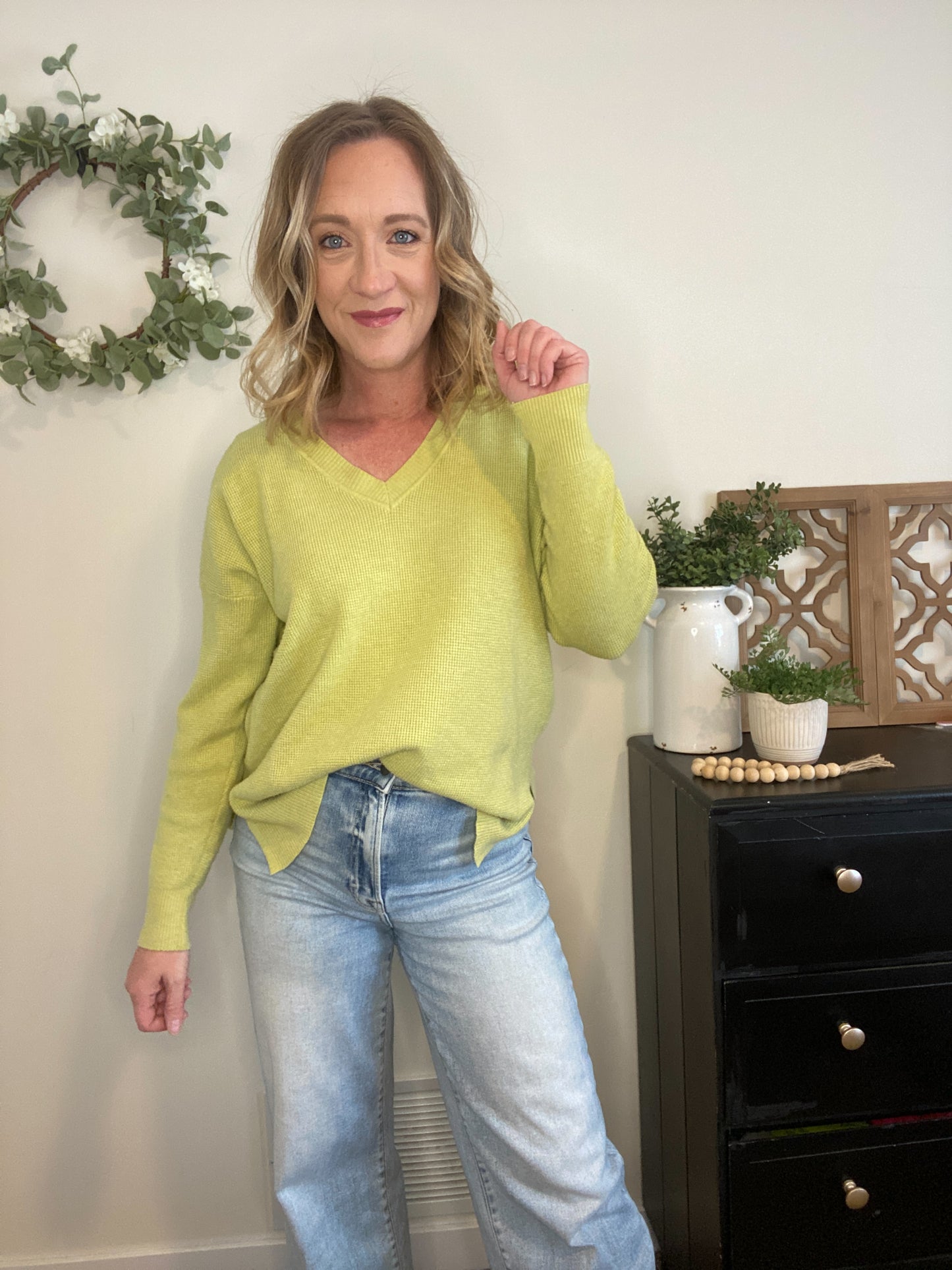 Elise Soft Knit Sweater in Matcha Green