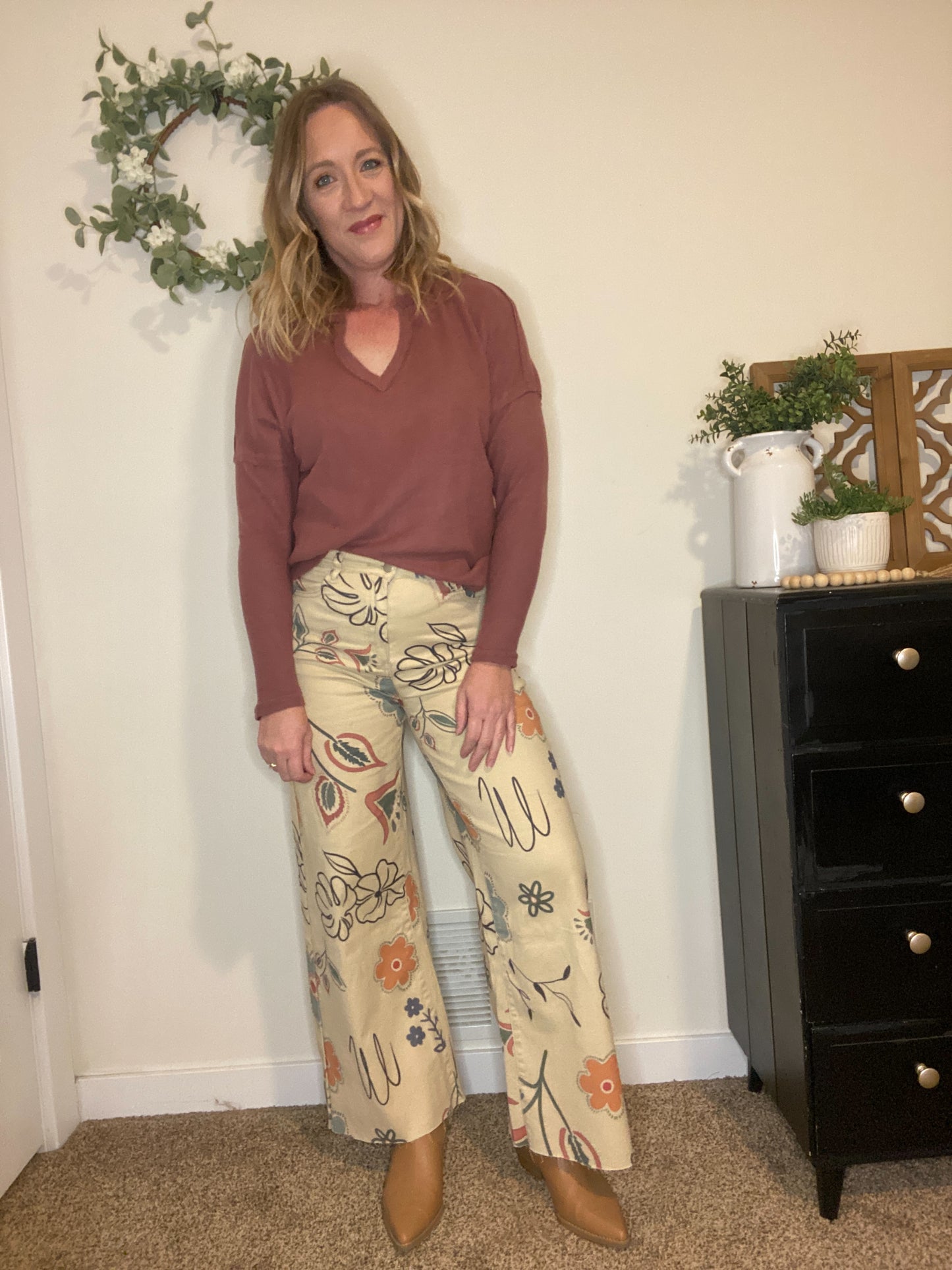 Carmen Floral Khaki Jeans