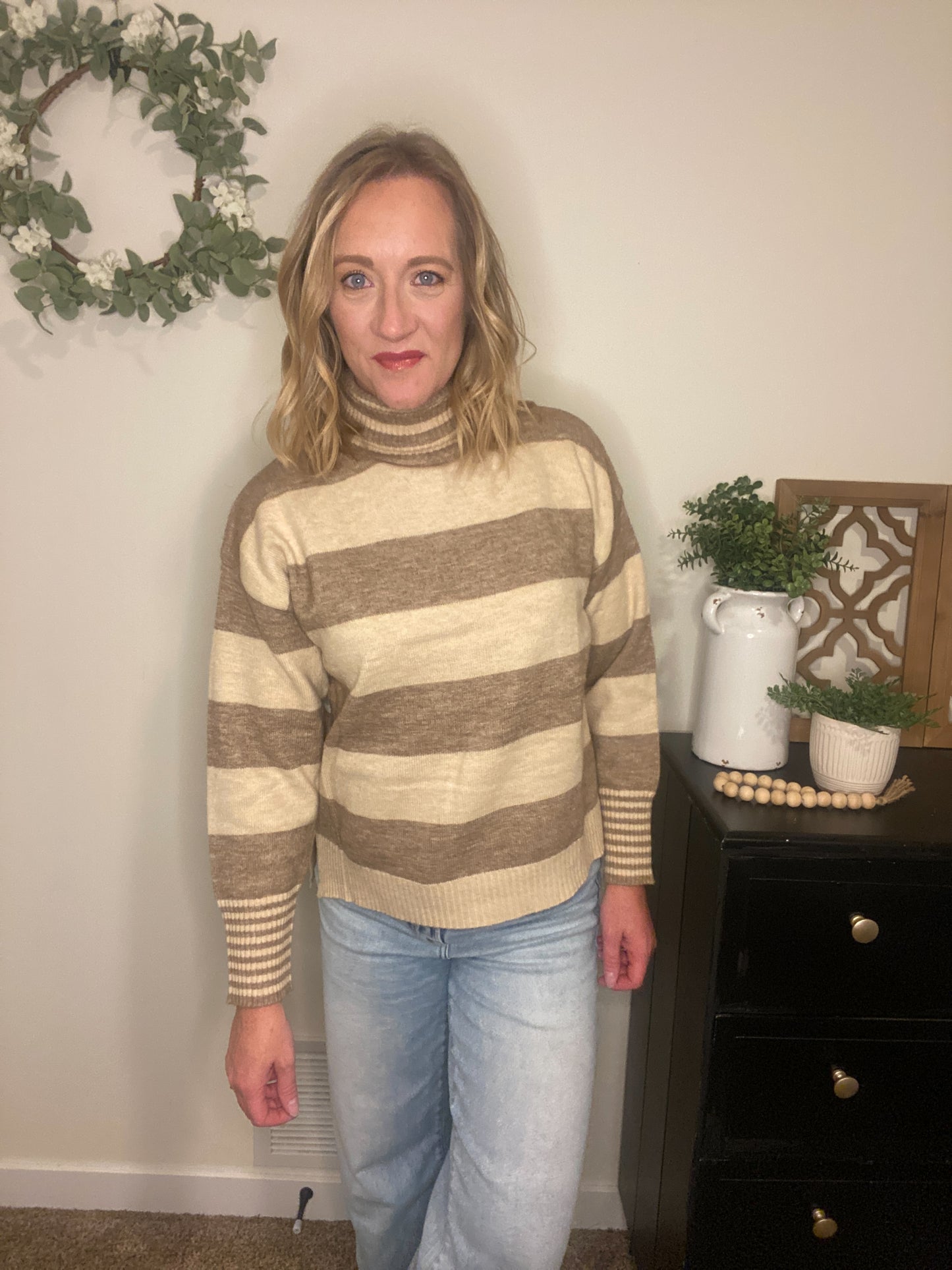 Amber Stripe Turtleneck Sweater