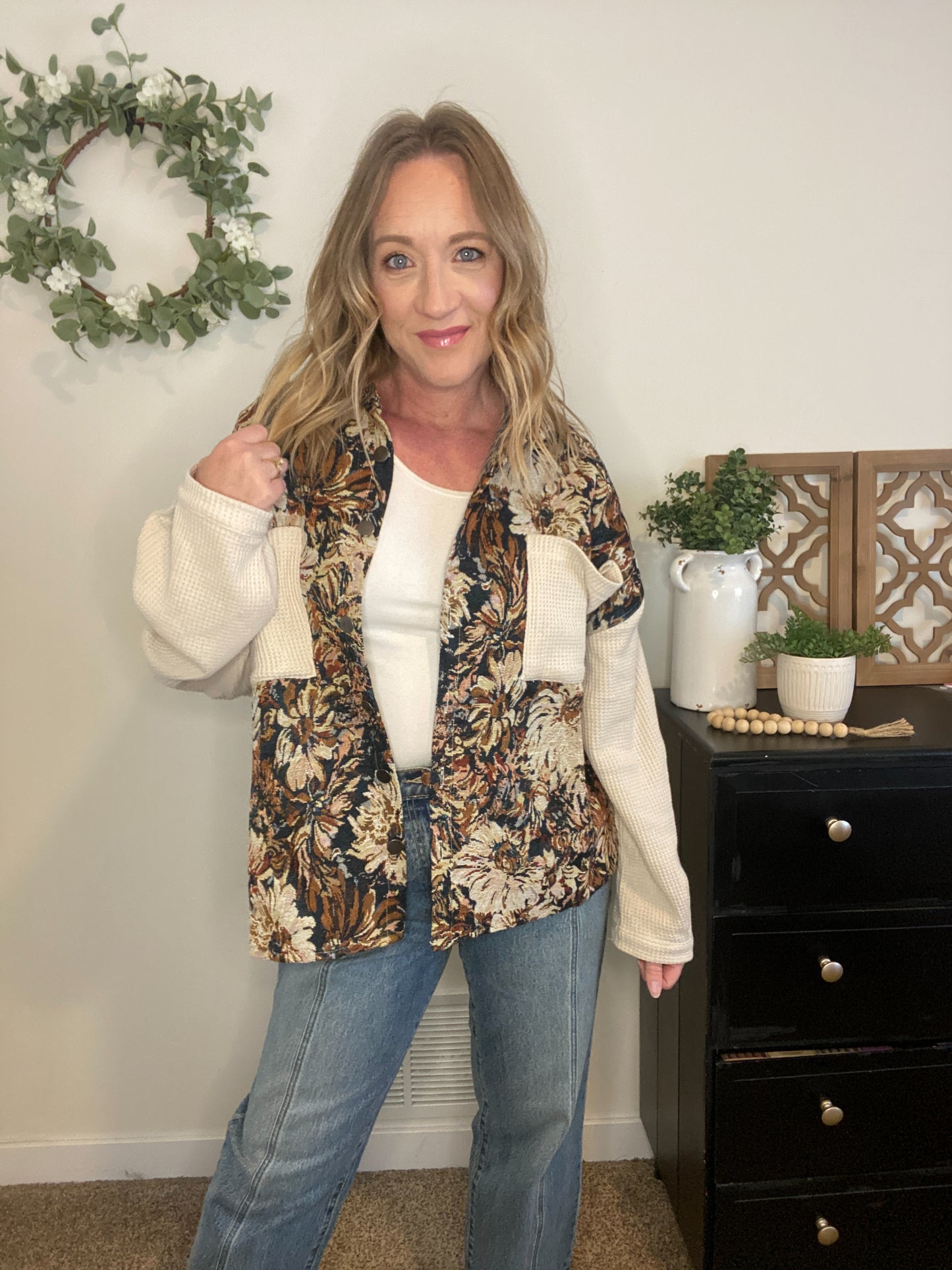 Talia Floral Tapestry Shacket