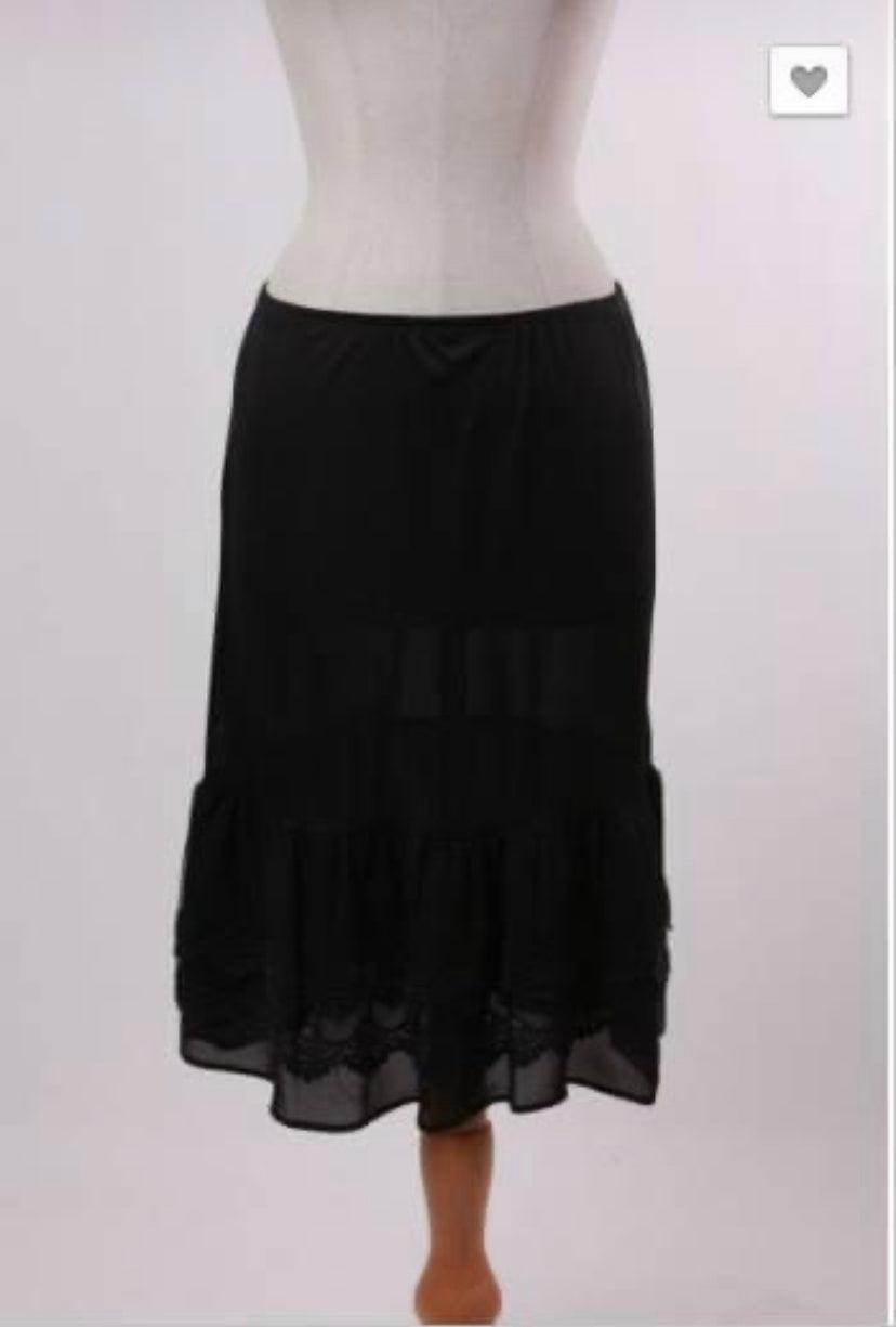 Black Slip Skirt with Lace