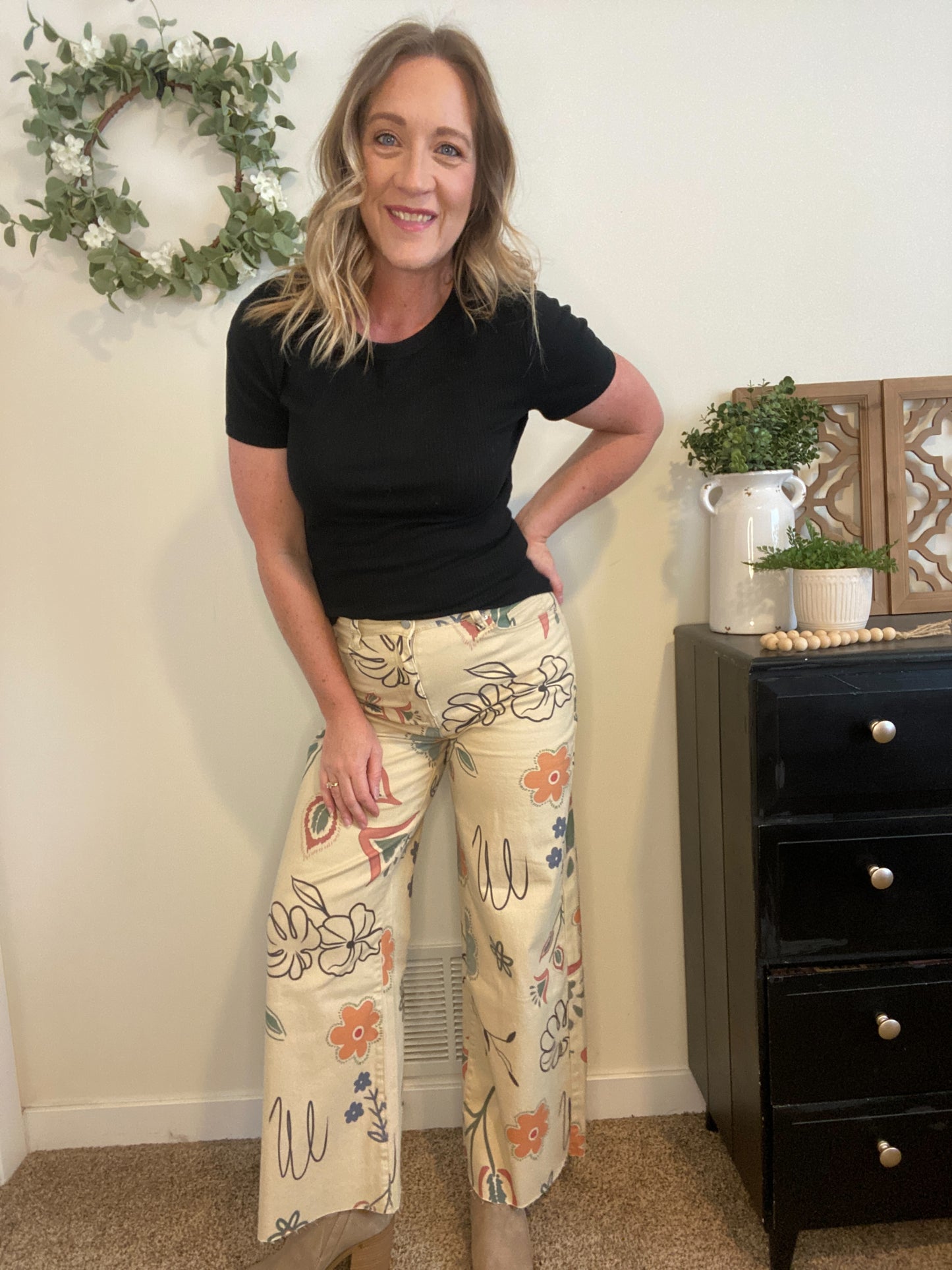 Carmen Floral Khaki Jeans