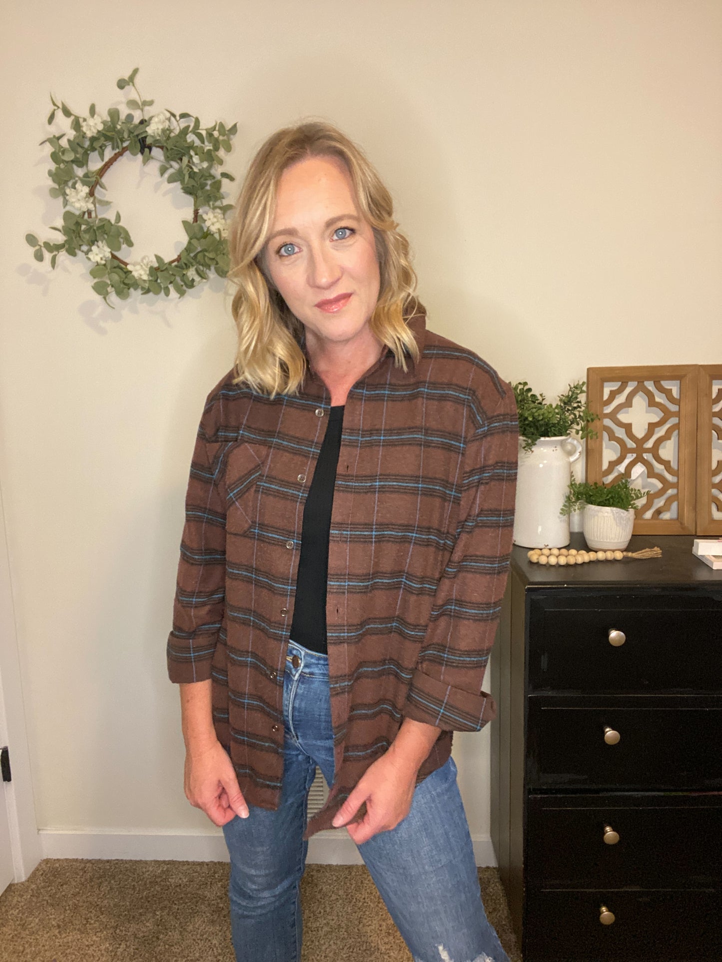 Mikayla Chocolate Plaid Button Down