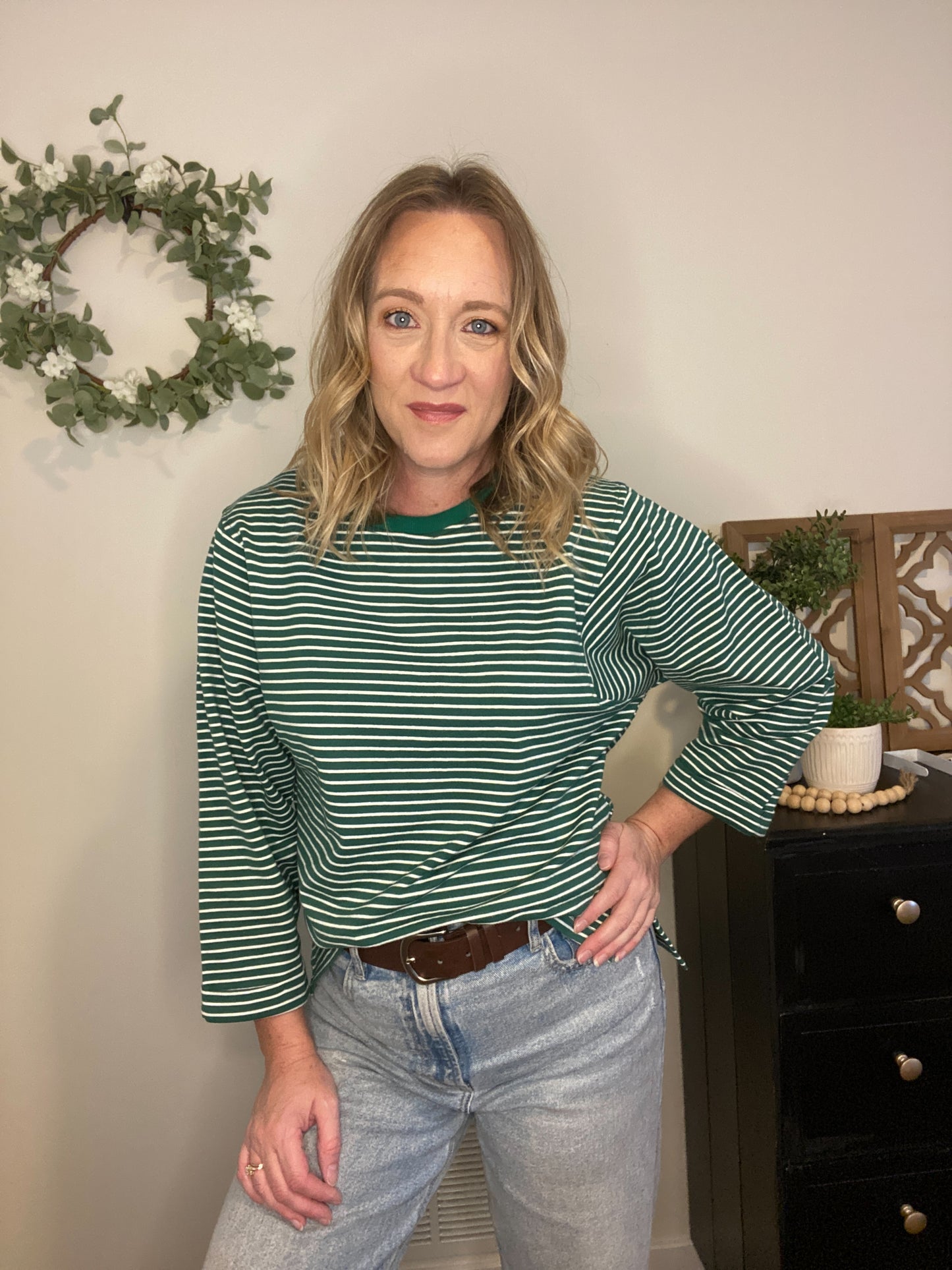 Junie Green Stripe Top