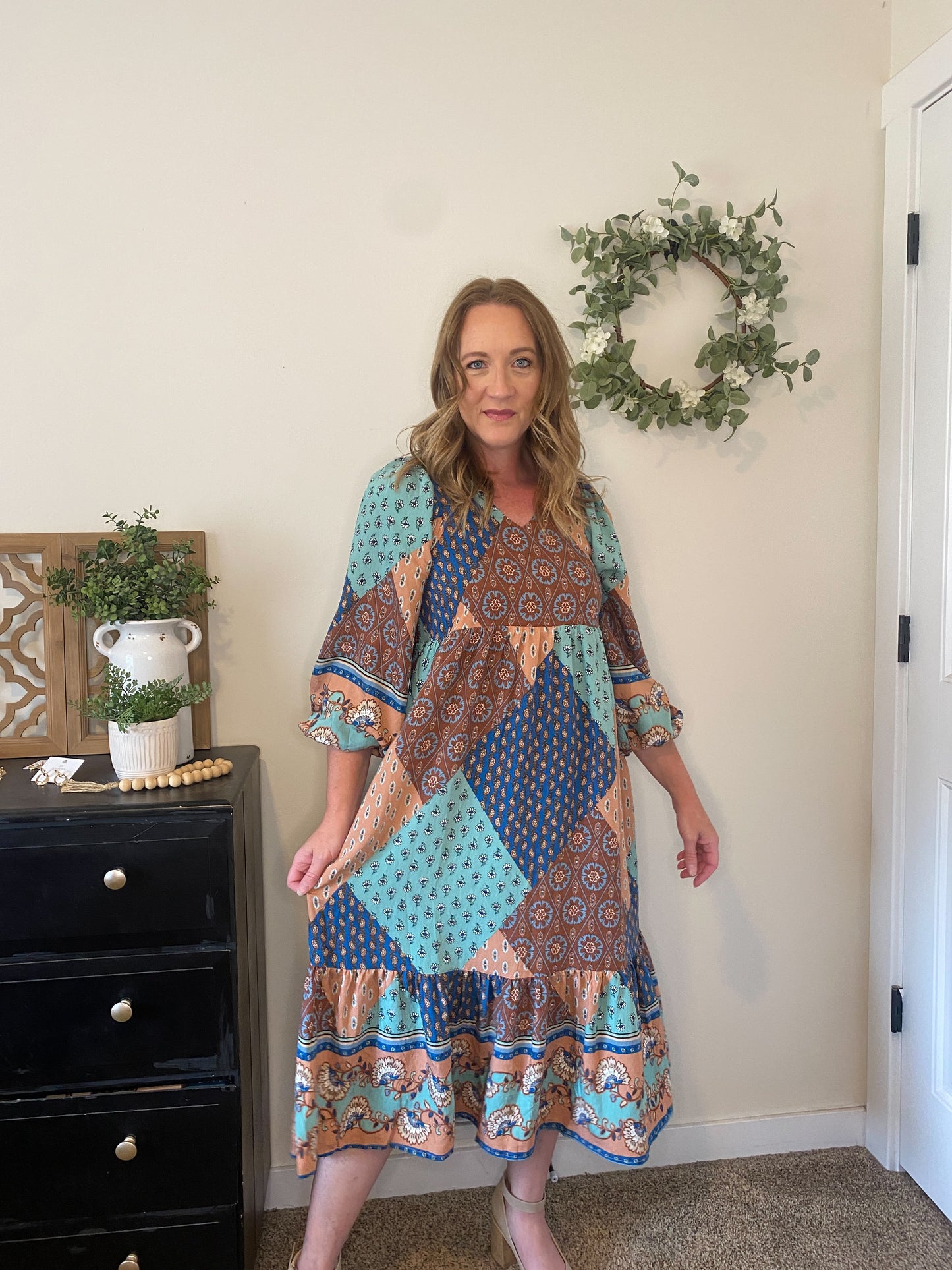 Harlee Balloon Sleeve Midi Dress