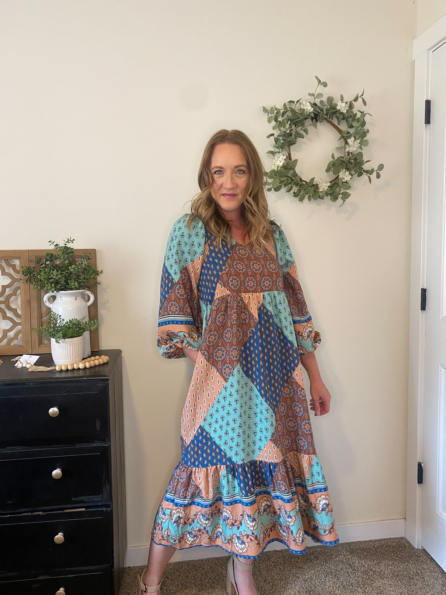 Harlee Balloon Sleeve Midi Dress