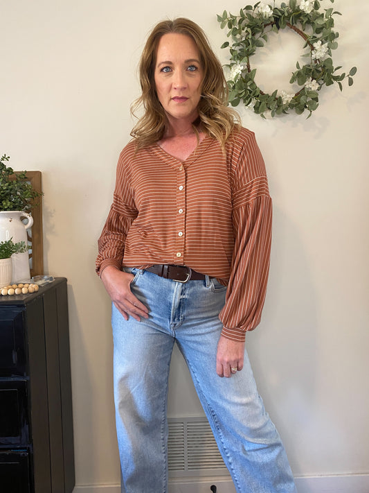 Gretchen Rust Balloon Sleeve Top