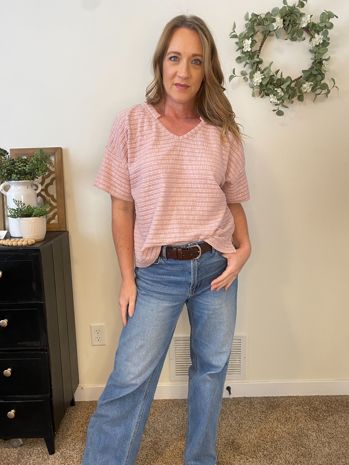 Priya Textured Mauve Tee