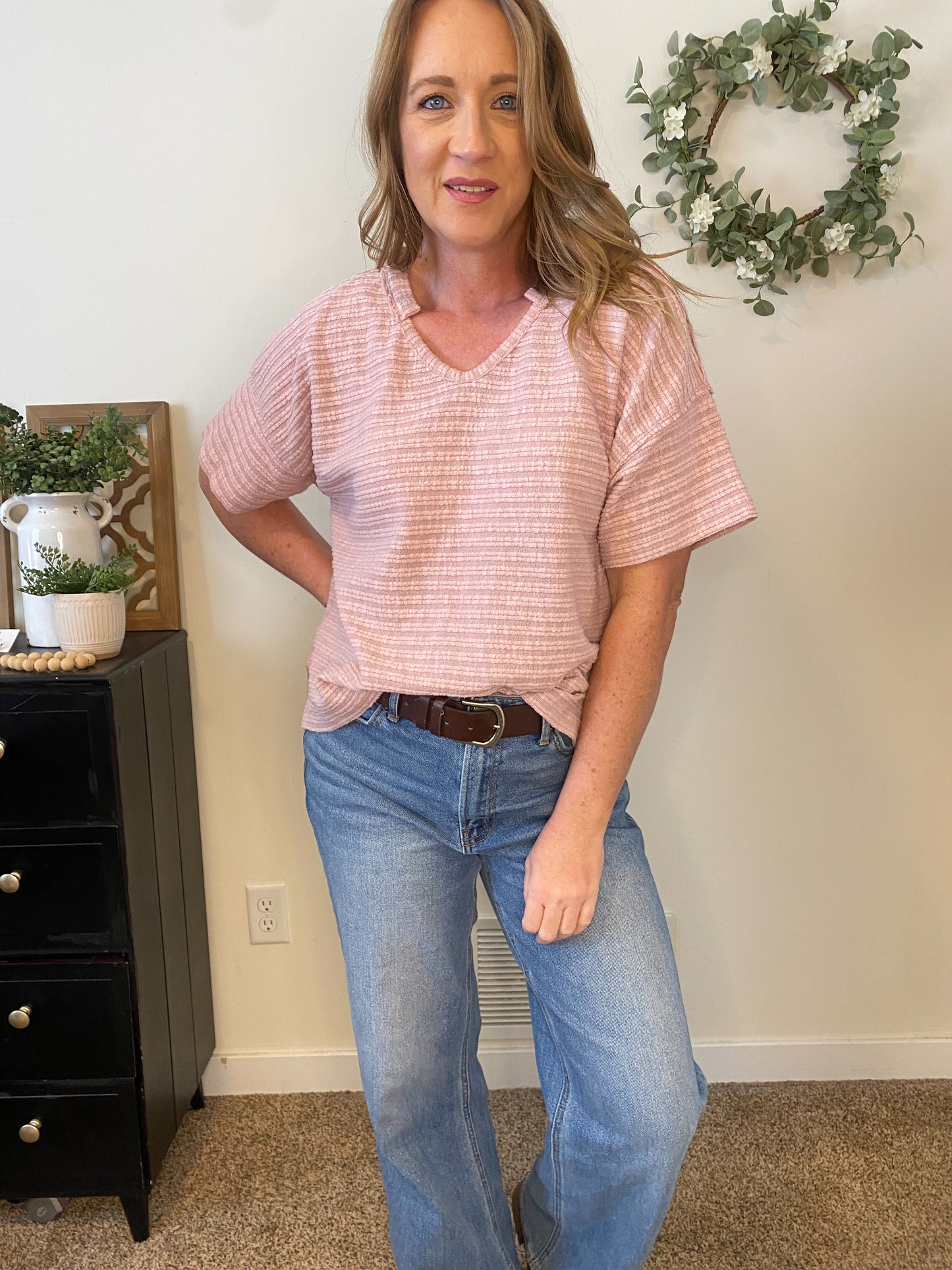 Priya Textured Mauve Tee