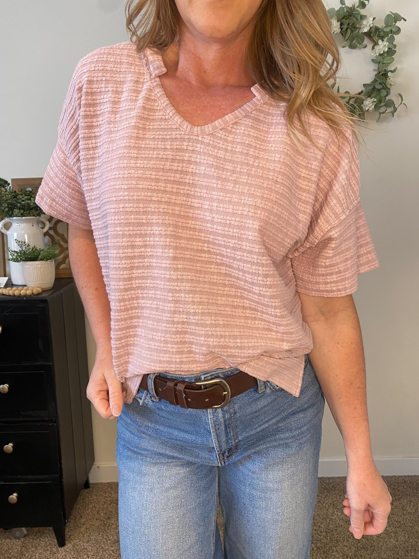 Priya Textured Mauve Tee