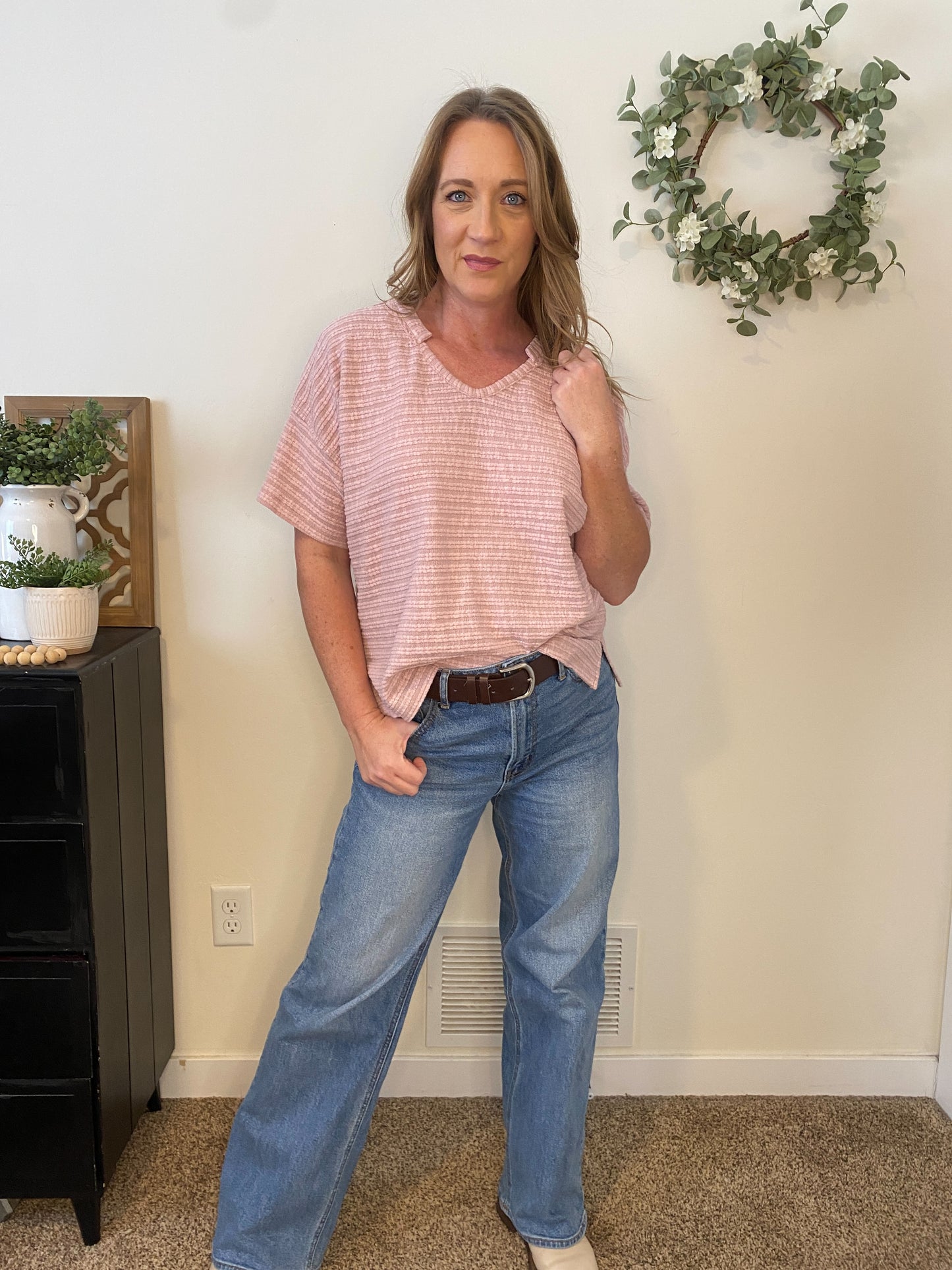 Priya Textured Mauve Tee