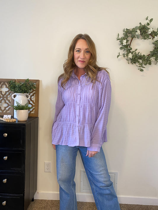 Lilah Ruched Button Down Shirt