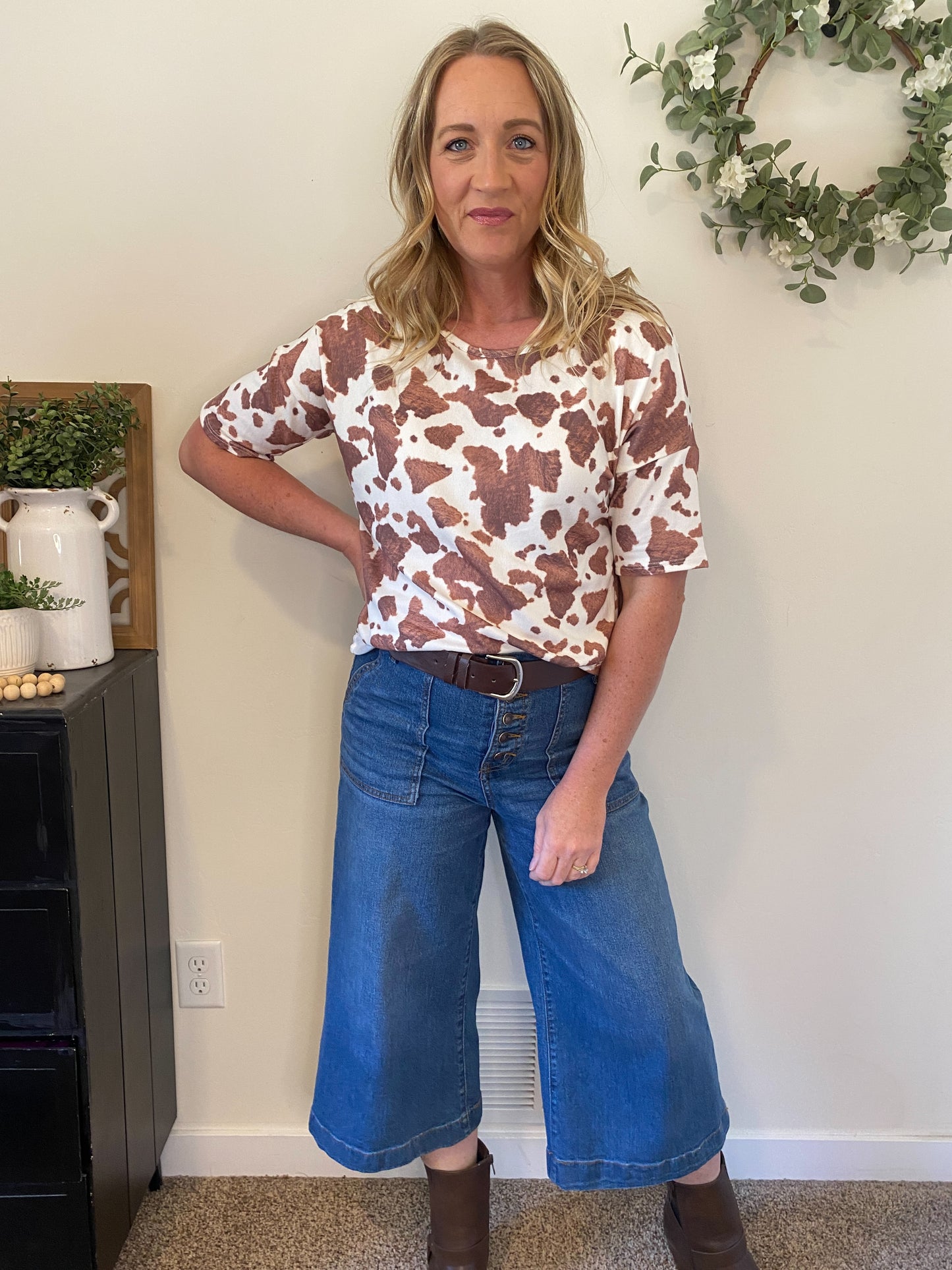 Annie Cow Print Top