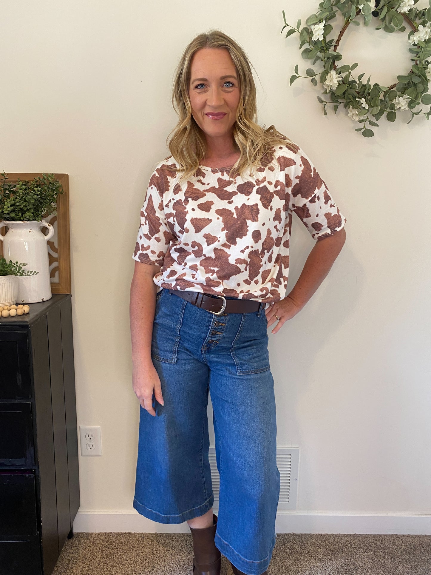 Annie Cow Print Top