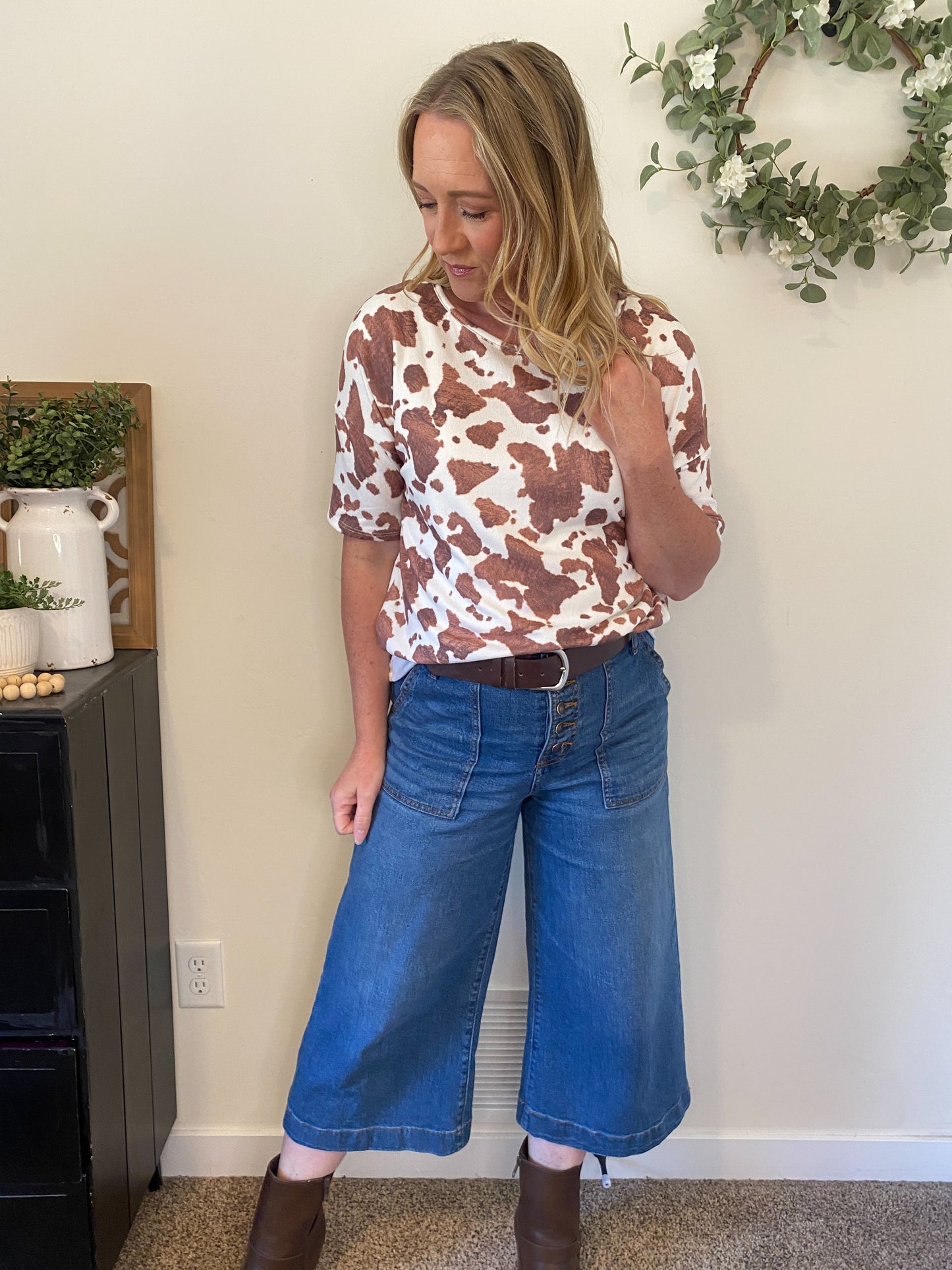 Annie Cow Print Top