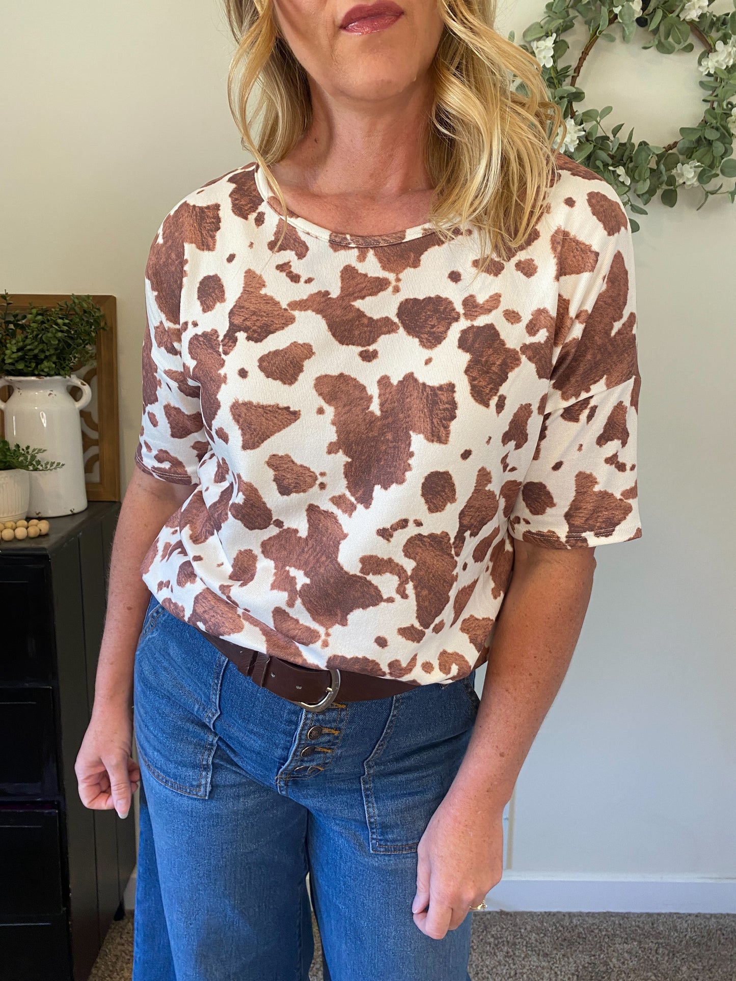 Annie Cow Print Top