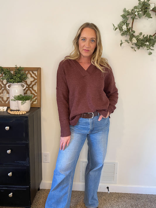 Evie V-neck Waffle Knit Hoodie