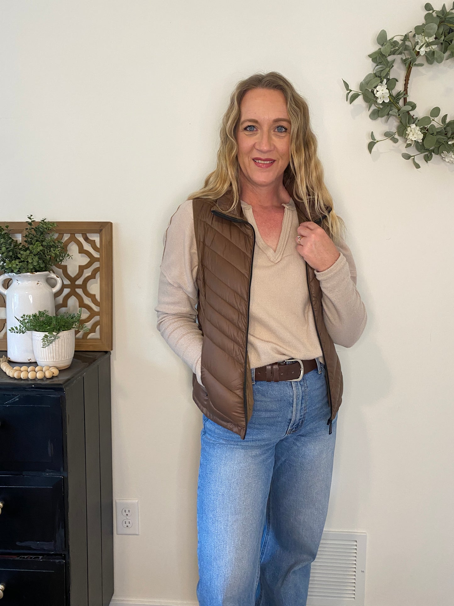 Timber Puffer Vest in Cocoa - Final Sale