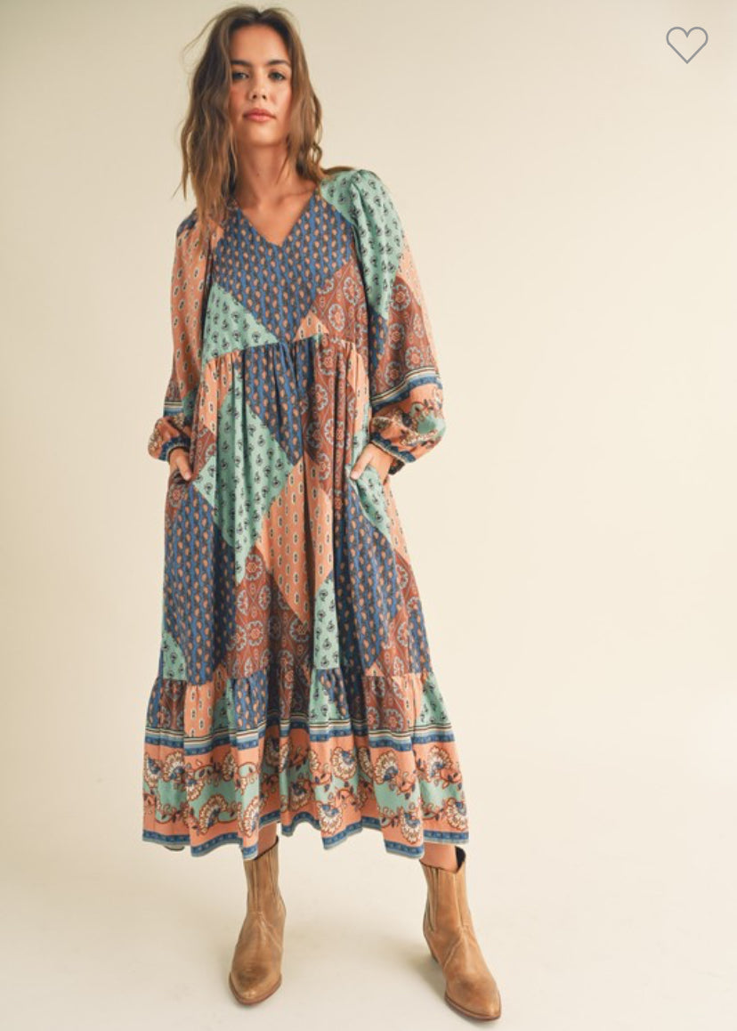 Harlee Balloon Sleeve Midi Dress