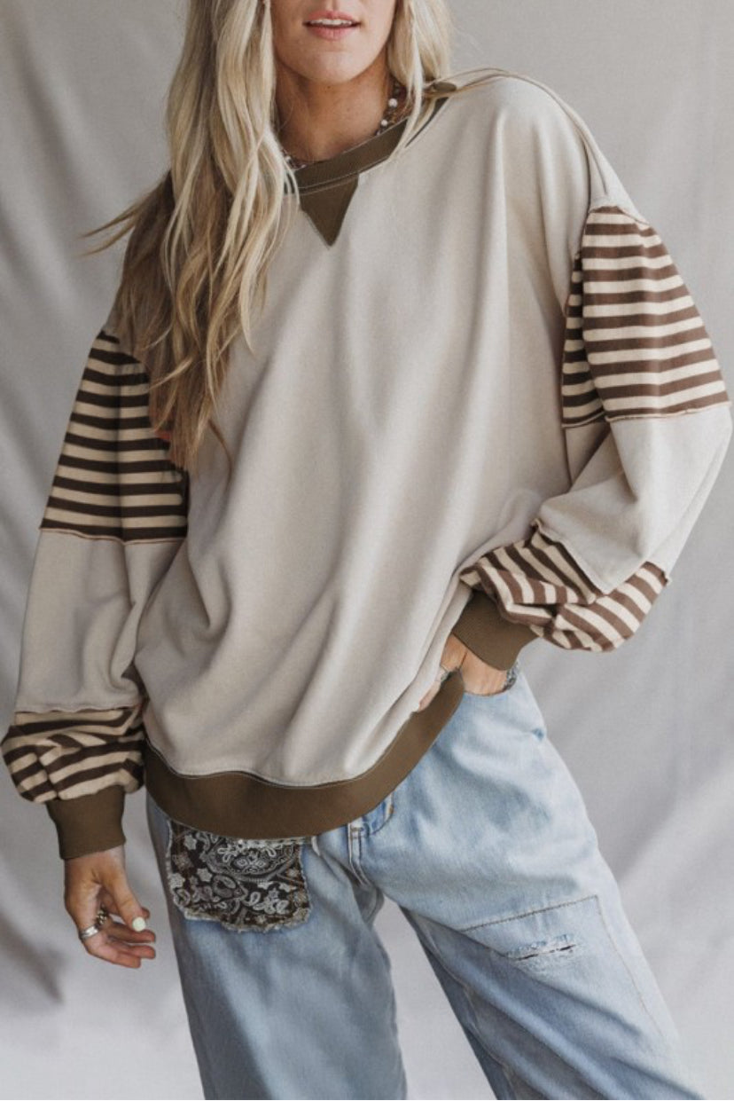 Striped Colorblock Sweatshirt