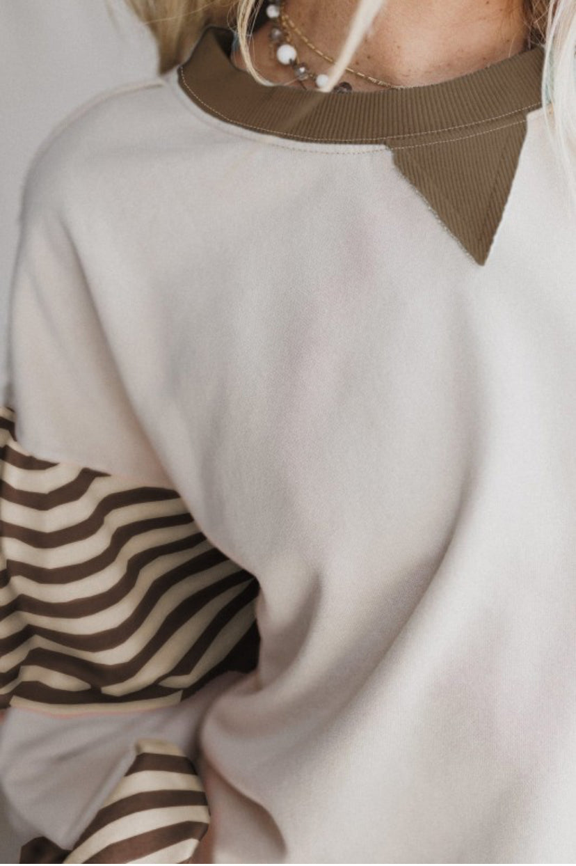 Striped Colorblock Sweatshirt