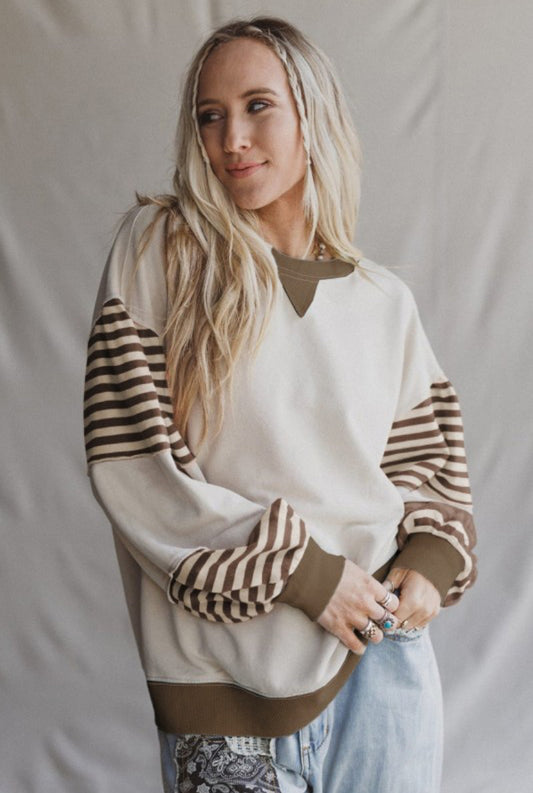 Striped Colorblock Sweatshirt