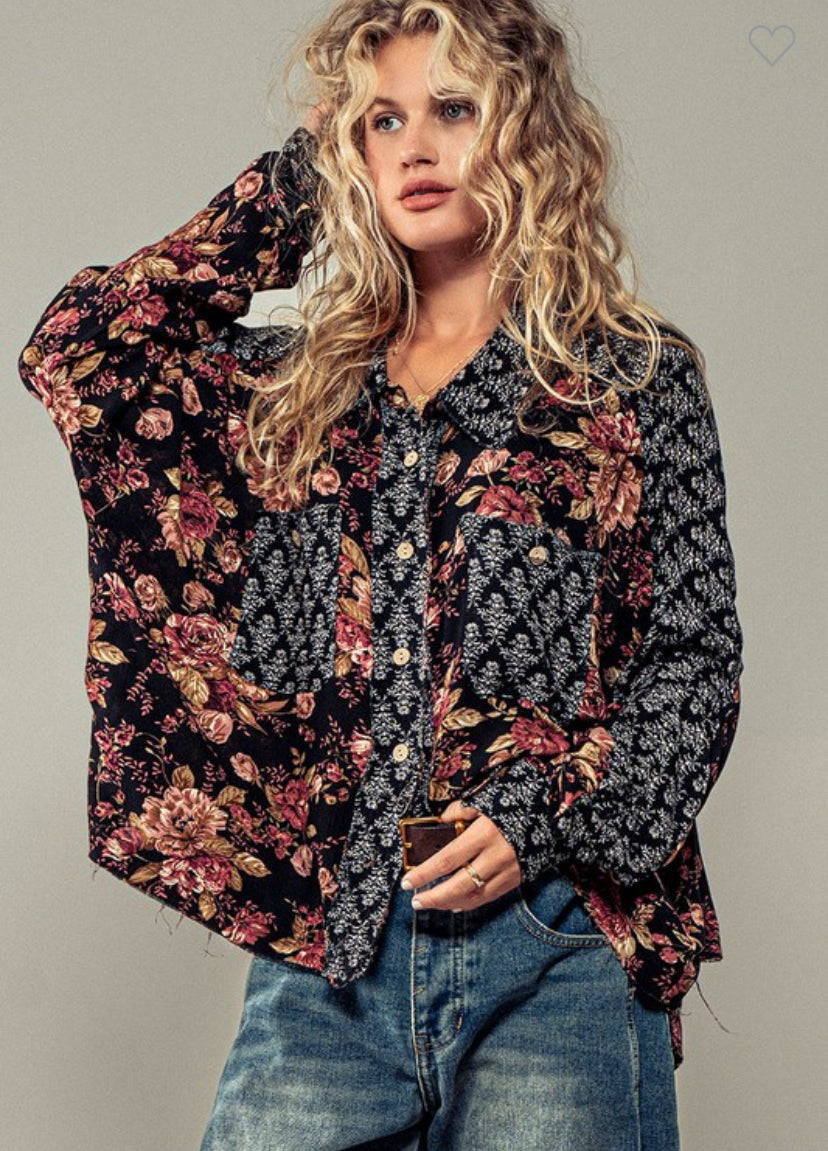 Miranda Frayed Hem Floral Top