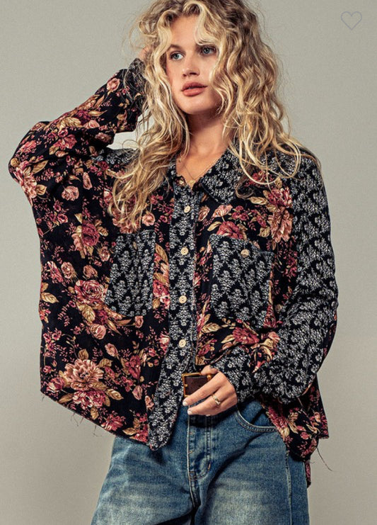 Miranda Frayed Hem Floral Top