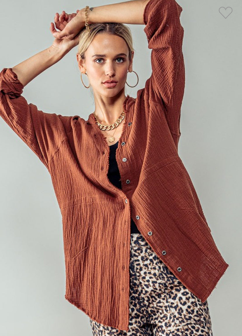 Taryn Button Down in Nutmeg