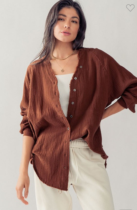 Taryn Button Down in Nutmeg