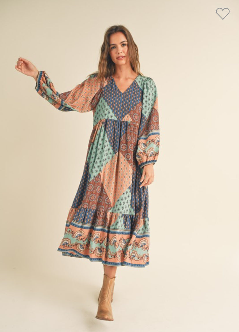 Harlee Balloon Sleeve Midi Dress