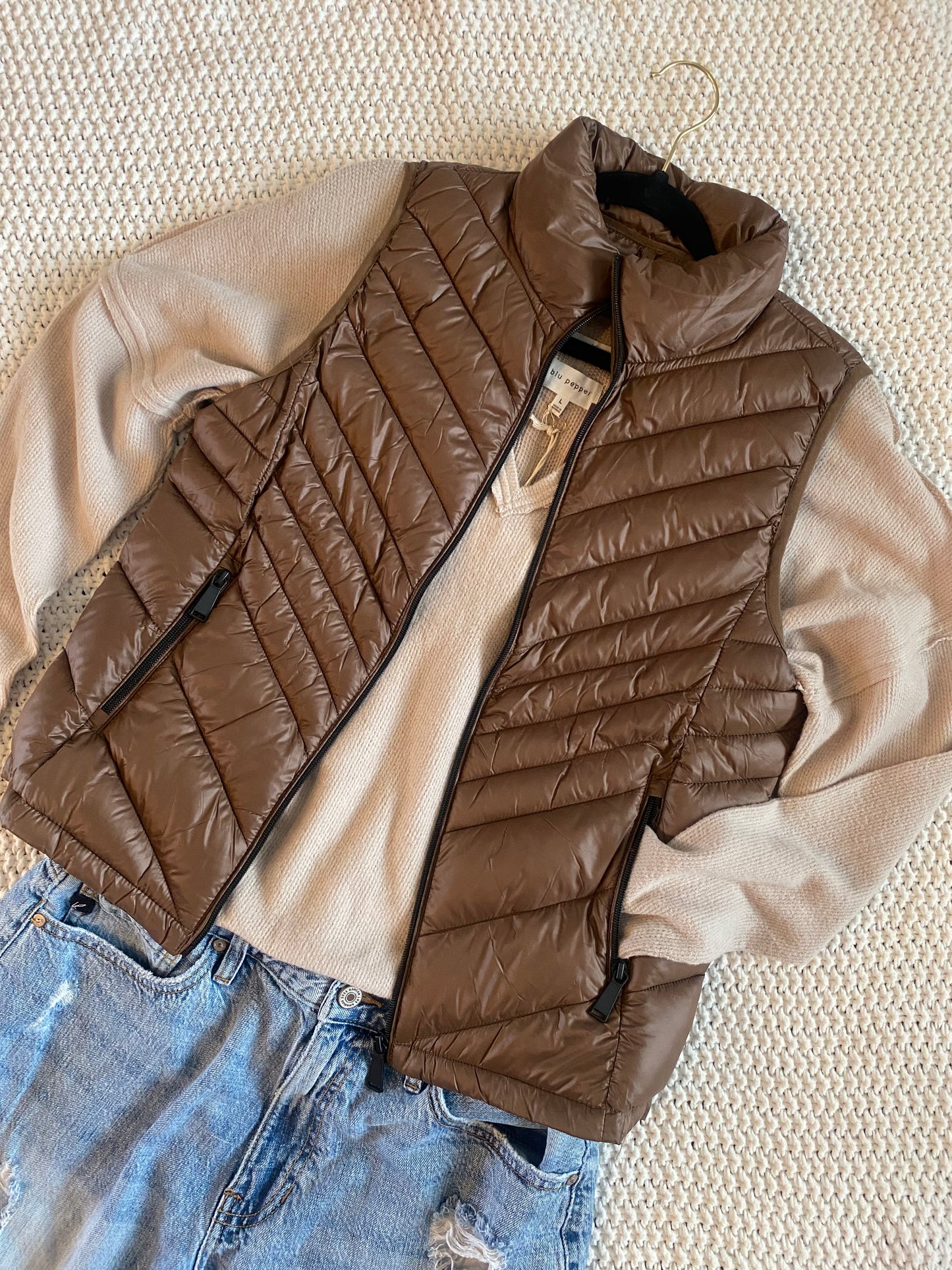 Timber Puffer Vest in Cocoa - Final Sale
