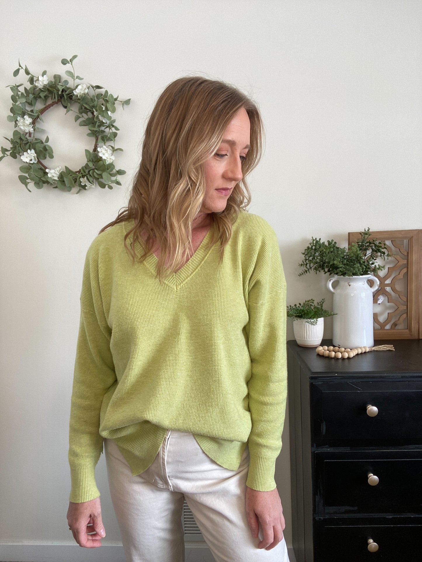 Elise Soft Knit Sweater in Matcha Green