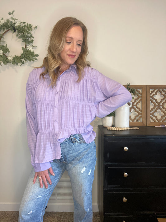 Lilah Ruched Button Down Shirt