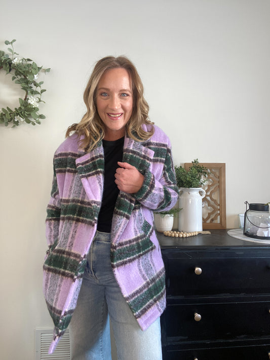 Alex Lavender Plaid Coat - Final Sale