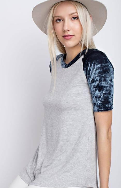 Crushed Velvet Sleeve Baseball Top - final sale