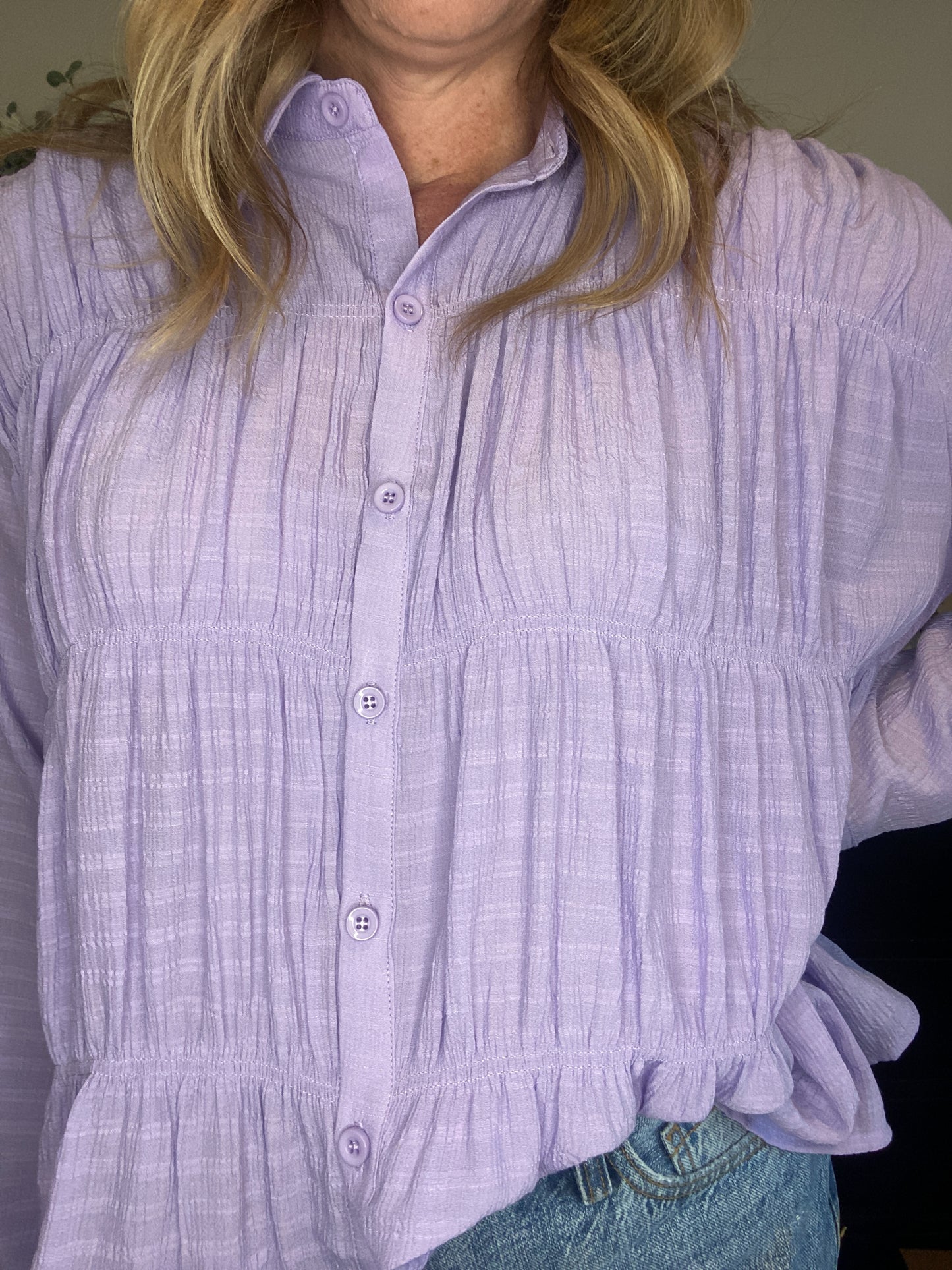 Lilah Ruched Button Down Shirt