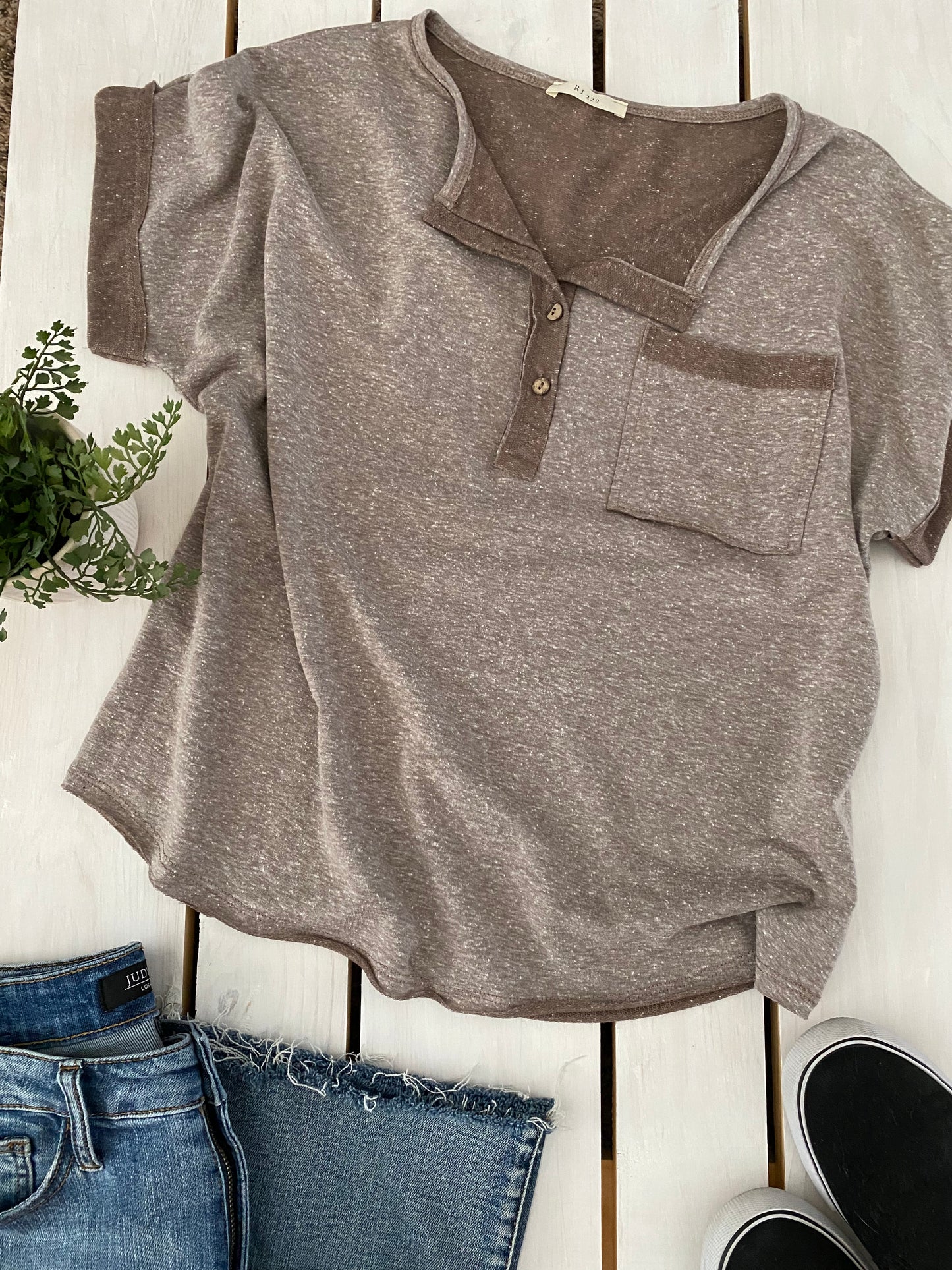 Dana Short Sleeve Top in Mocha - Final Sale