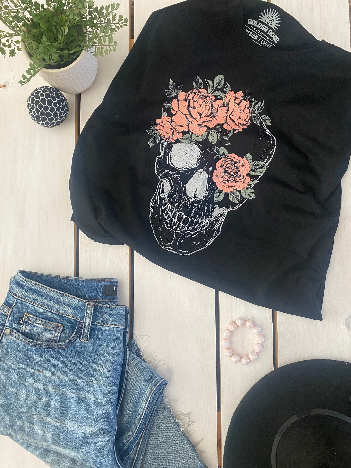 Floral Skull Graphic Tee